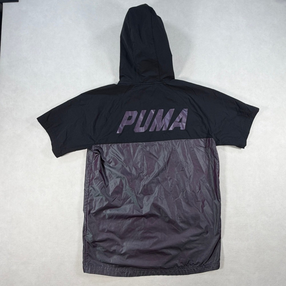 Puma Hooded Short Sleeve Reflective Wind Breaker Full Zip Jacket Mens Small - Picture 2 of 16